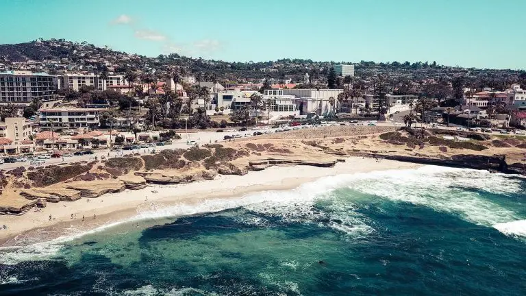 seashore near buildings in La Jolla Beach, San Diego, USA