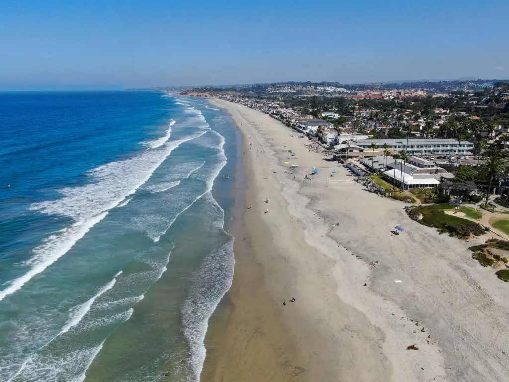 Aerial view of Del Mar coastline and beach